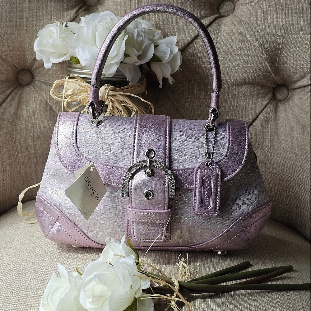 Sold- Vintage Coach Signature Lurex & Swarovski Crystal Top-Handle Bag / Purse - Picture 1 of 15